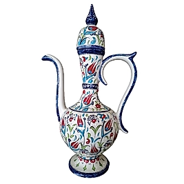 El Dekoru Kapaklı İbrik -45 cm Mavi