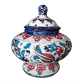 El Dekoru Kapaklı Küp 25 cm