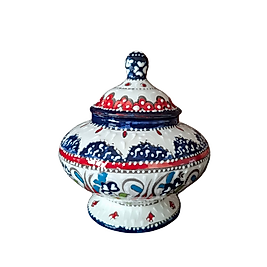 El Dekoru Kapaklı Küp 25 cm