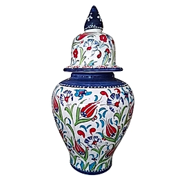 El Dekoru Kapaklı Küp 35 cm