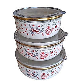 3'lü Vakumlu Emaye Saklama Kabı -